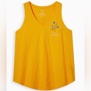 Torrid Classic Fit Womens Size 5X Yellow 100% Cotton Tank Top Make it Happen